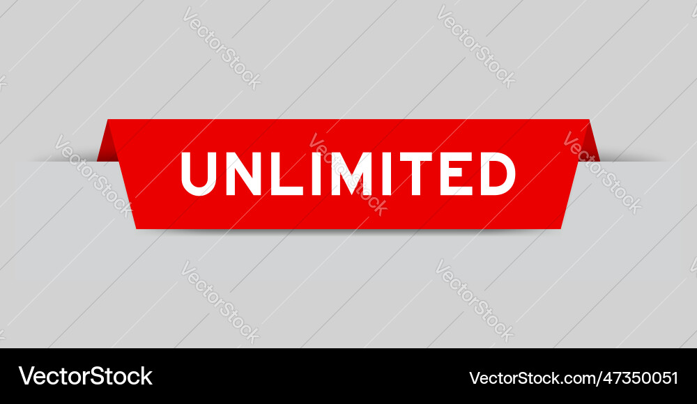 Red color inserted label with word unlimited Vector Image