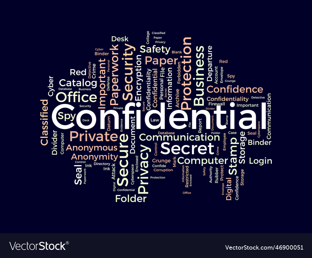 Word cloud background concept for confidential Vector Image