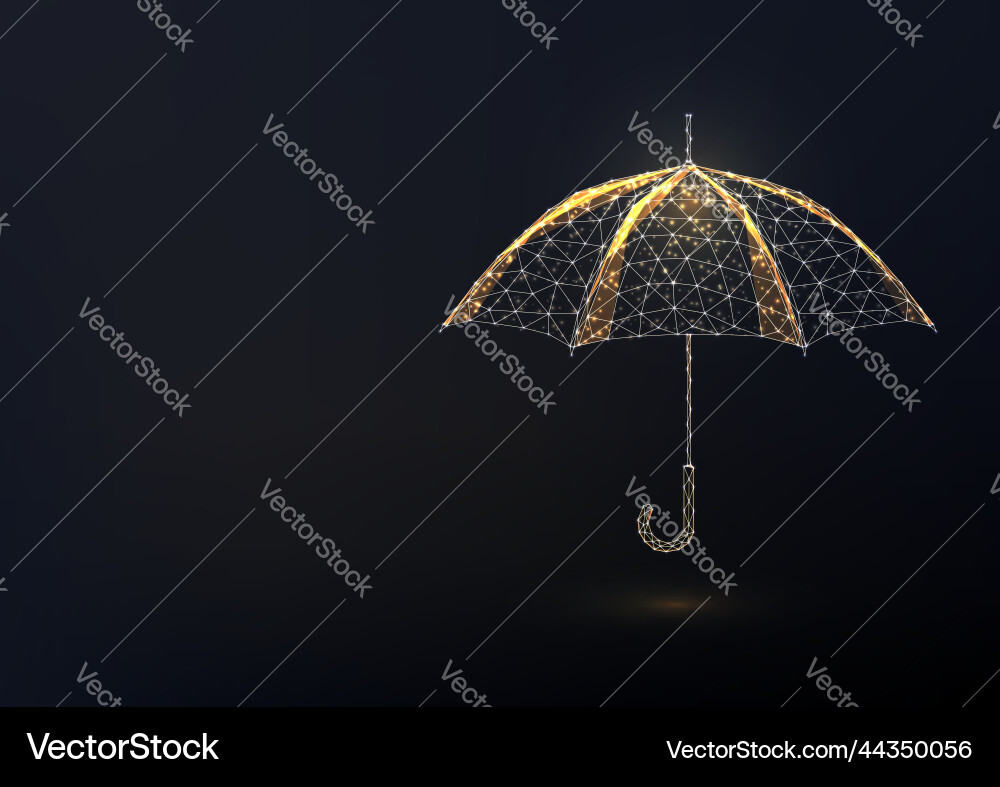 Abstract gold polygonal umbrella as symbol Vector Image