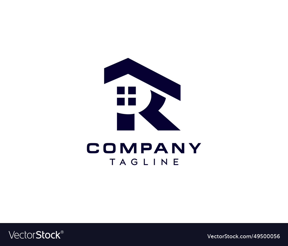 Abstract letter r with real estate logo design Vector Image