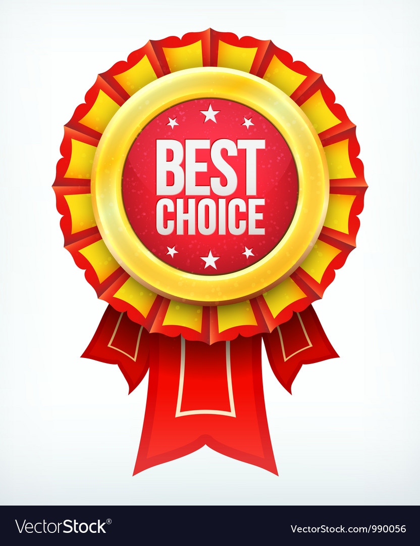 Best choice gold red label with ribbons Royalty Free Vector