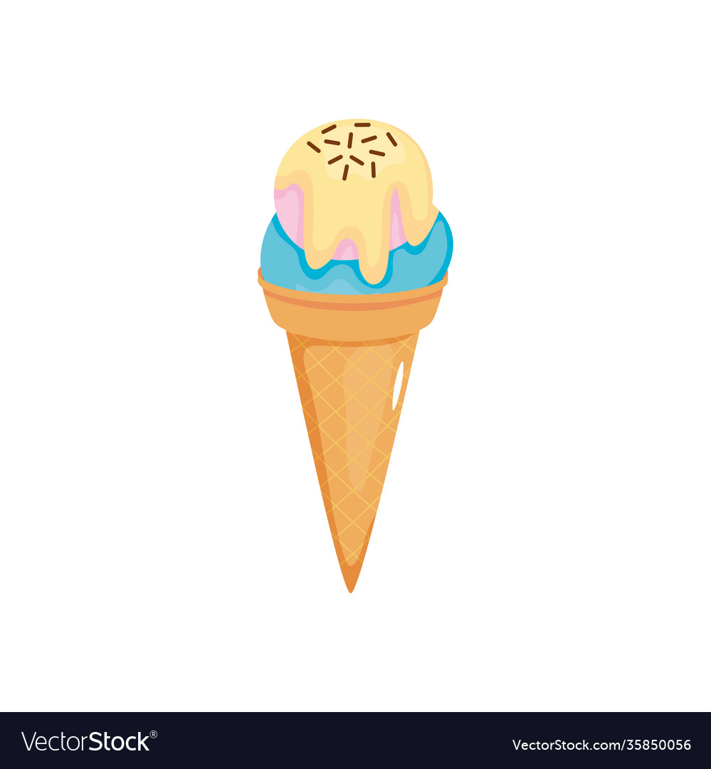 Ice cream cone with sauce colorful design Vector Image