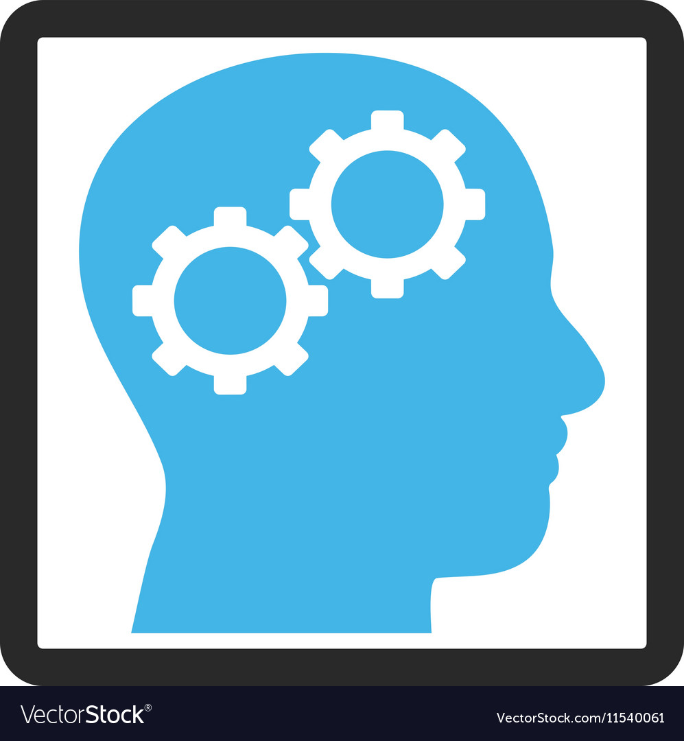 Brain gears framed icon Royalty Free Vector Image