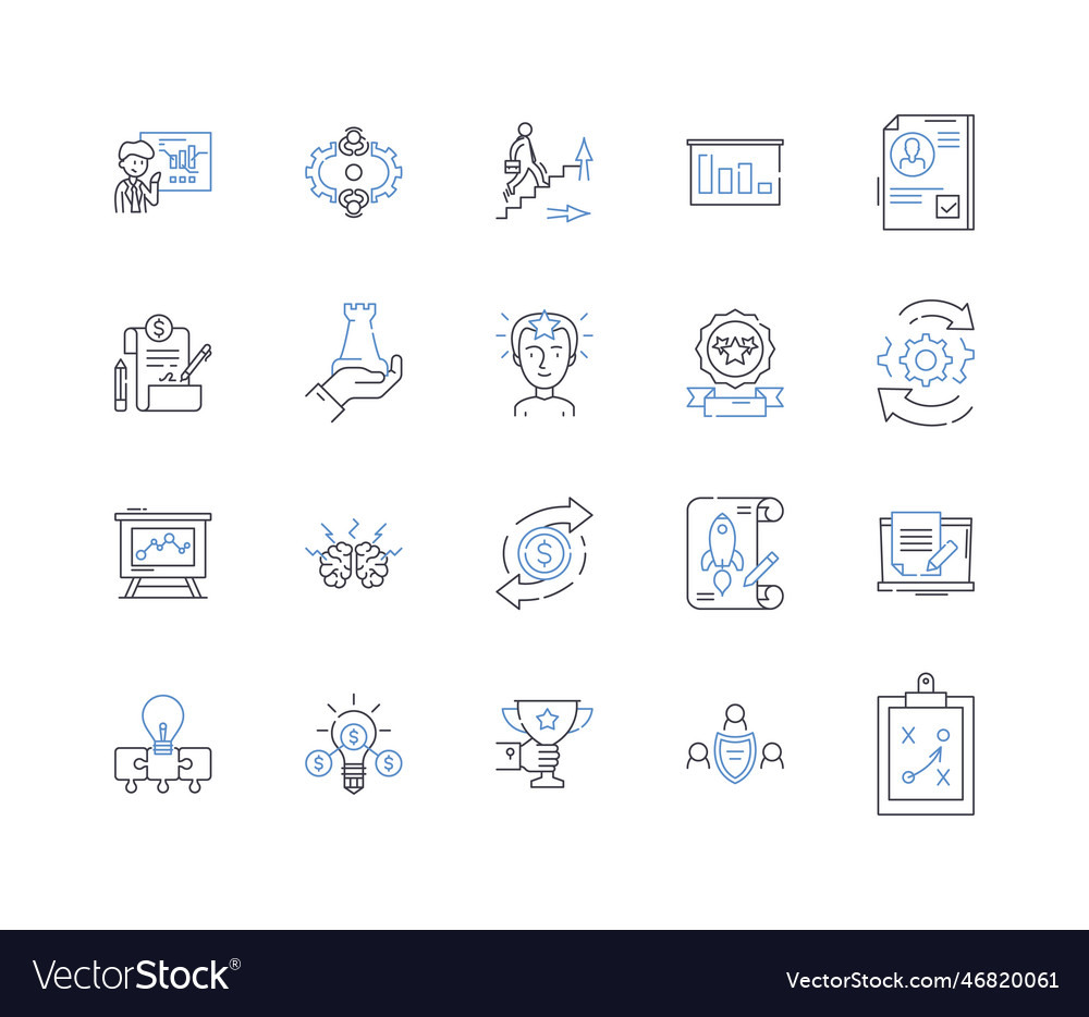 Discovering line icons collection expedition Vector Image