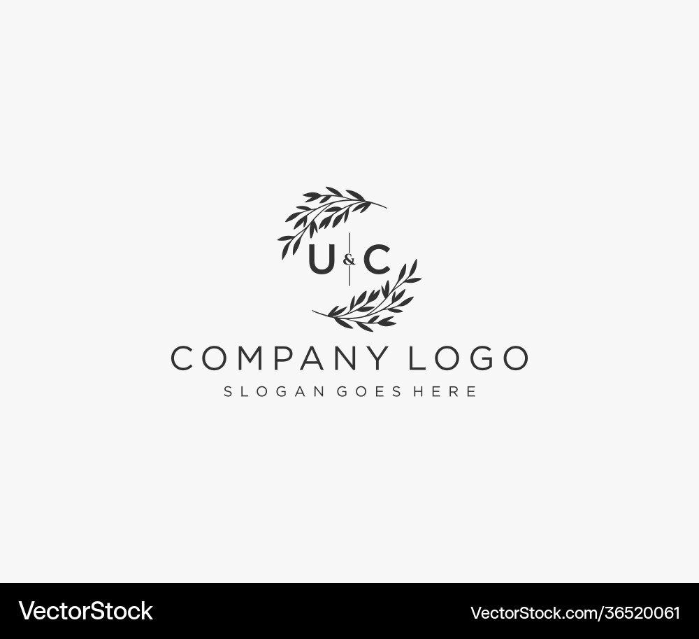 Initial uc letters floral frames monogram wedding Vector Image