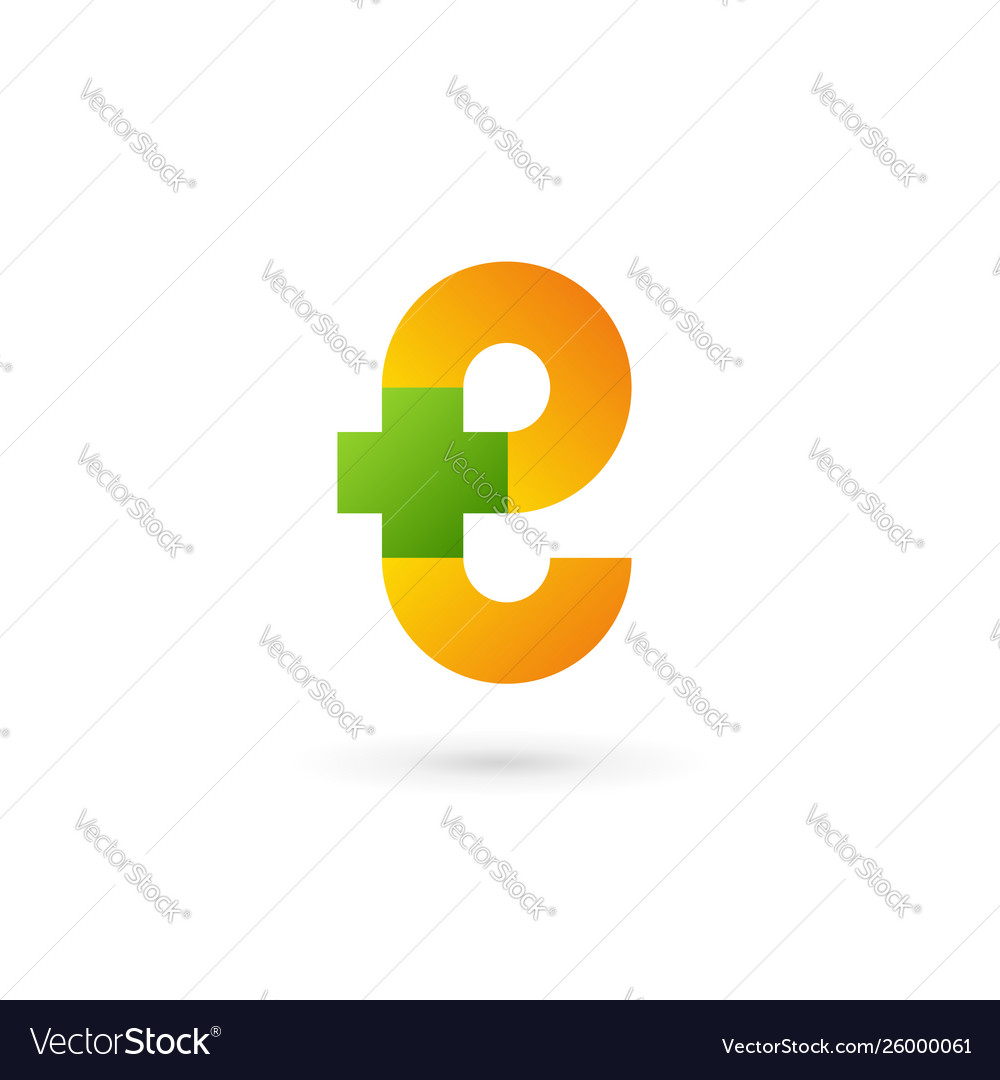 Letter e cross plus logo icon design template Vector Image