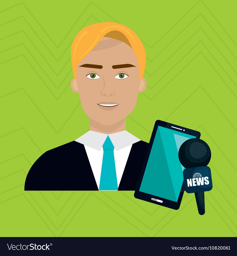 Man news smartphone reportage Royalty Free Vector Image