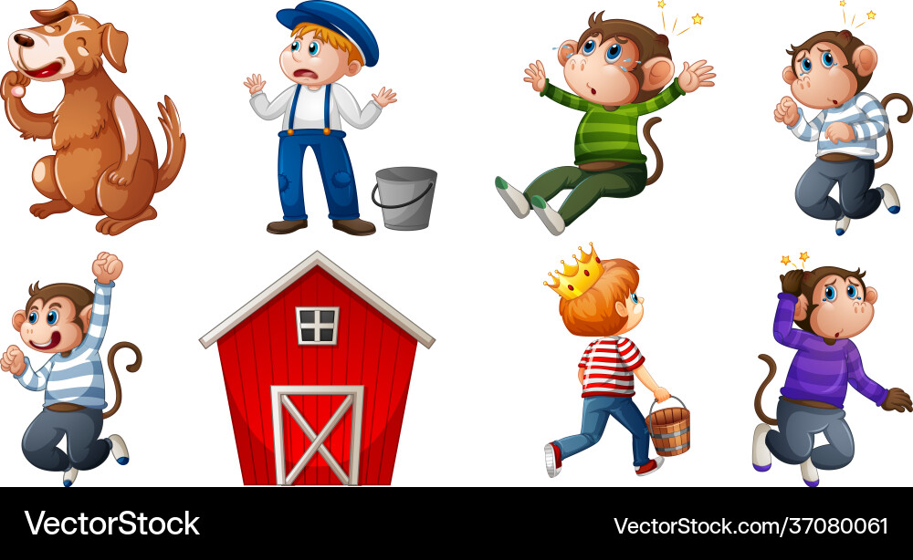 Set different nursery rhyme character isolated Vector Image