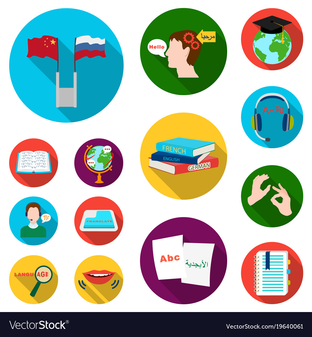 translator and linguist flat icons in set vector image