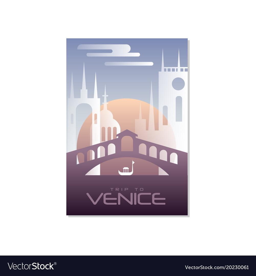 Trip to venice travel poster template touristic Vector Image