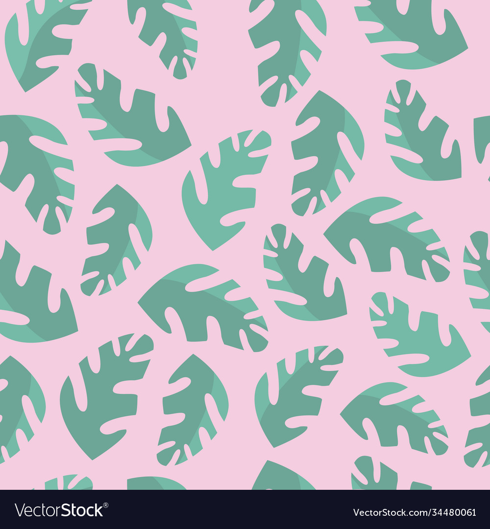 Tropical Seamless Pattern Green Palm Leaves Vector Image