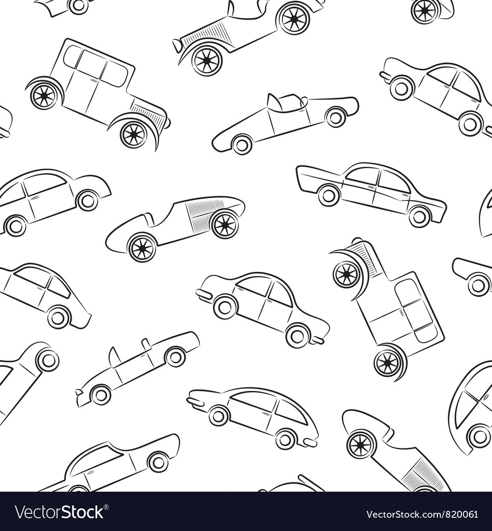 Vintage cars pattern Royalty Free Vector Image