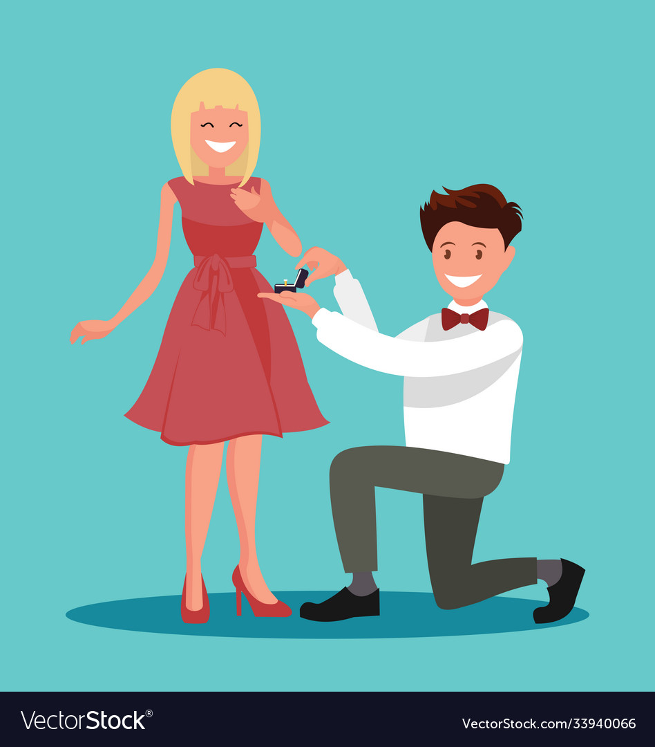 An Offer Marriage Man Proposes A Woman Royalty Free Vector 2187