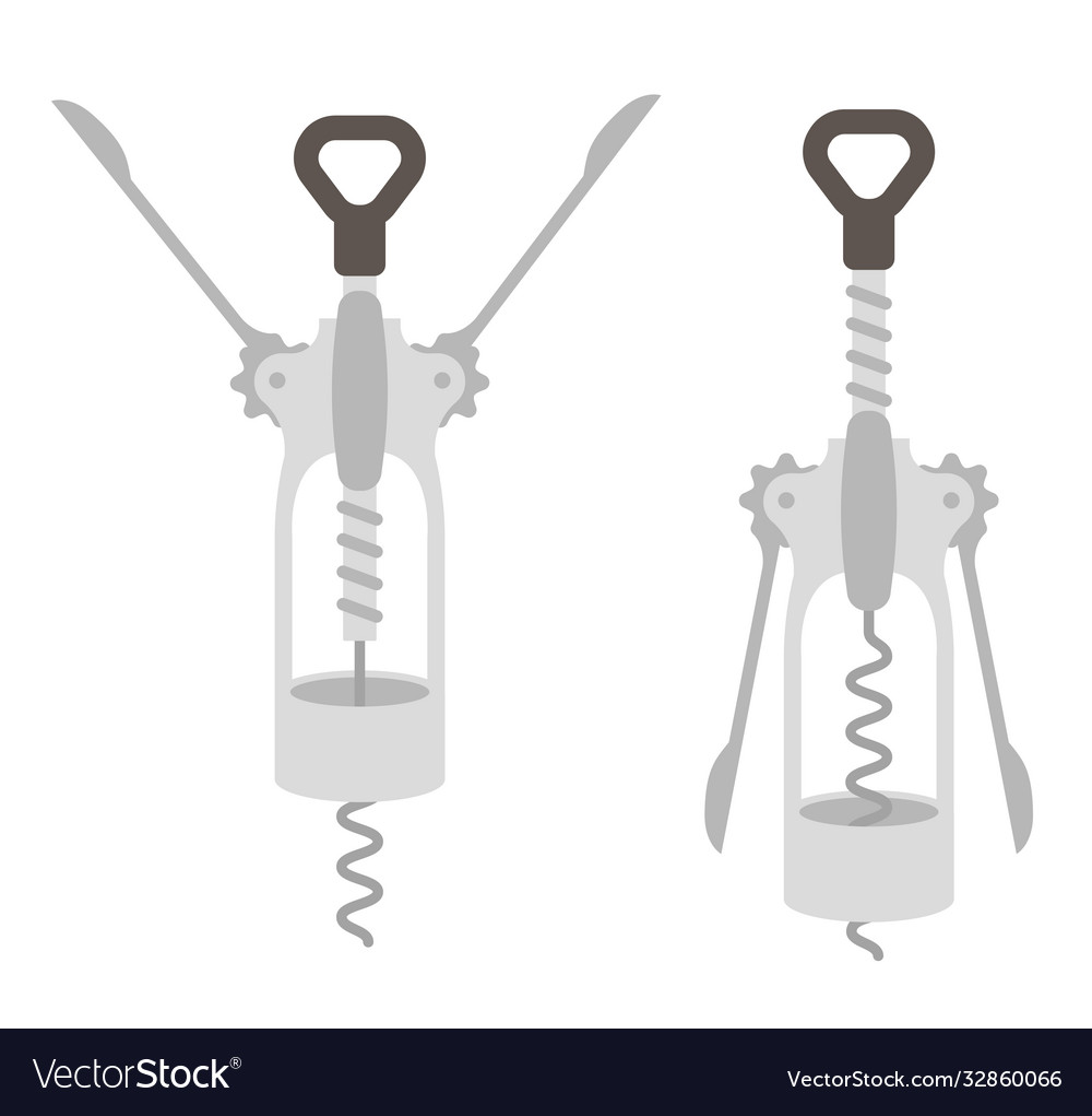 Corkscrew tool kitchenware accessory flat Vector Image