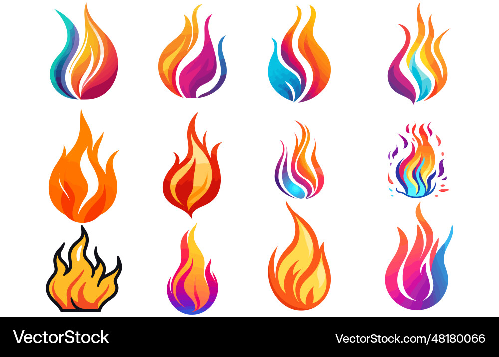 Fire flame set Royalty Free Vector Image - VectorStock
