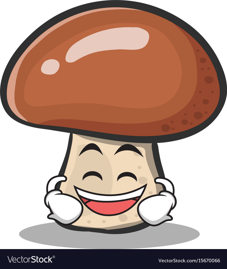 Laughing mushroom character cartoon Royalty Free Vector