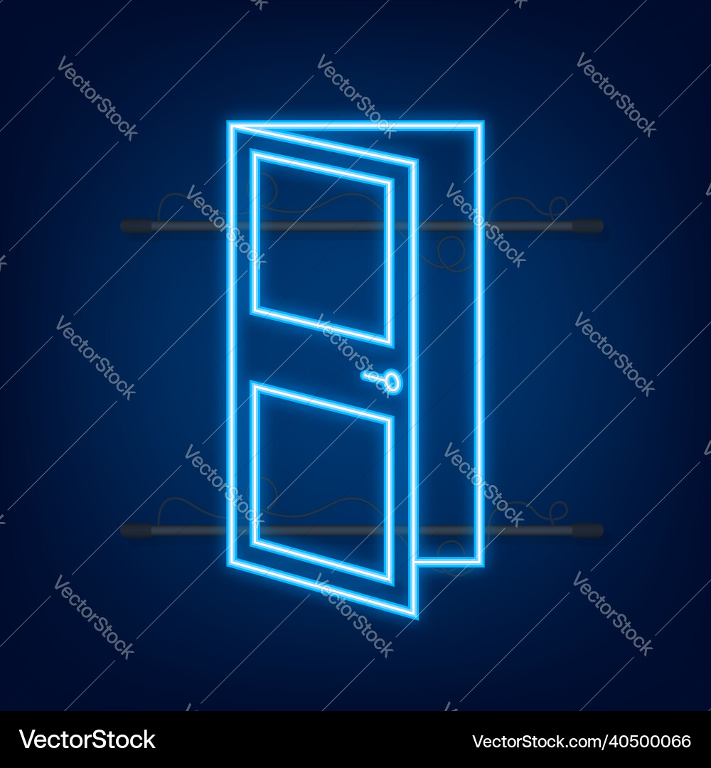 Open door interior design neon icon business Vector Image