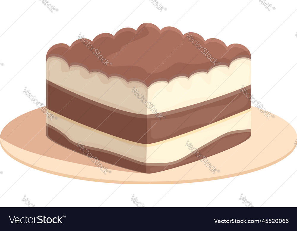 Traditional tiramisu icon cartoon cake Royalty Free Vector