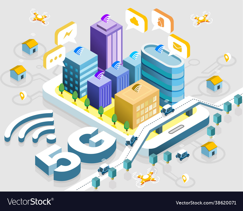 5g smart city future abstract Royalty Free Vector Image