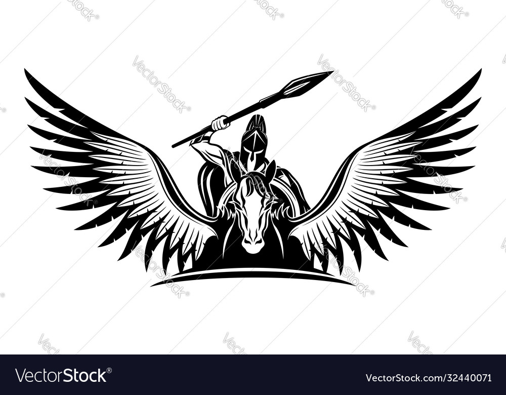 Ancient warrior riding a pegasus Royalty Free Vector Image