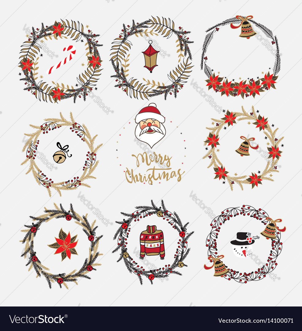 Collection Of Christmas Wreaths Royalty Free Vector Image Collection Of Christmas Wreaths Royalty Free Vector Image