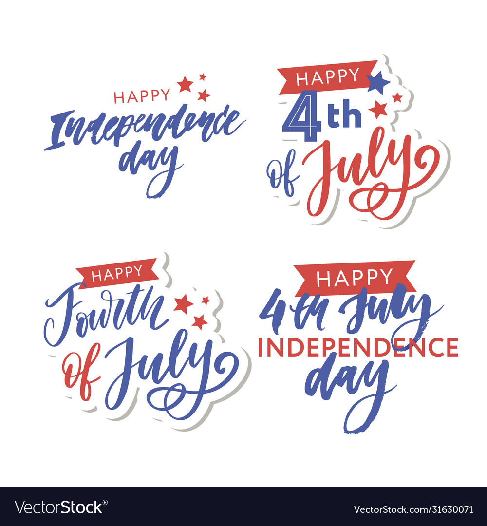 Happy independence day greeting card with font Vector Image