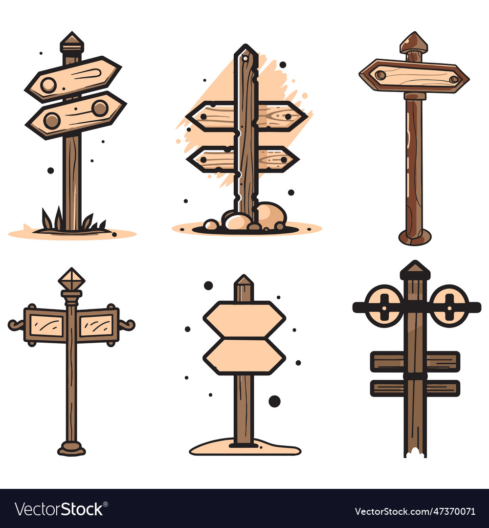 Vintage signpost logo in flat line art style Vector Image