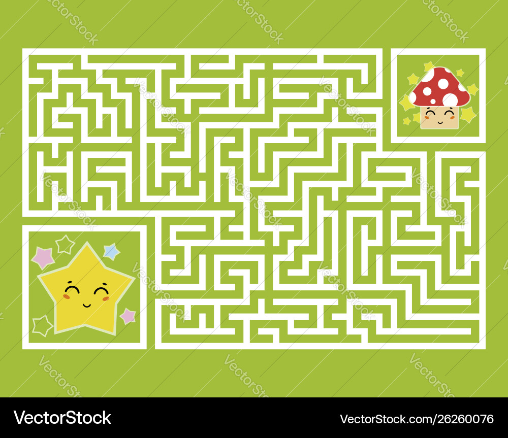 A rectangular labyrinth with cute cartoon Vector Image