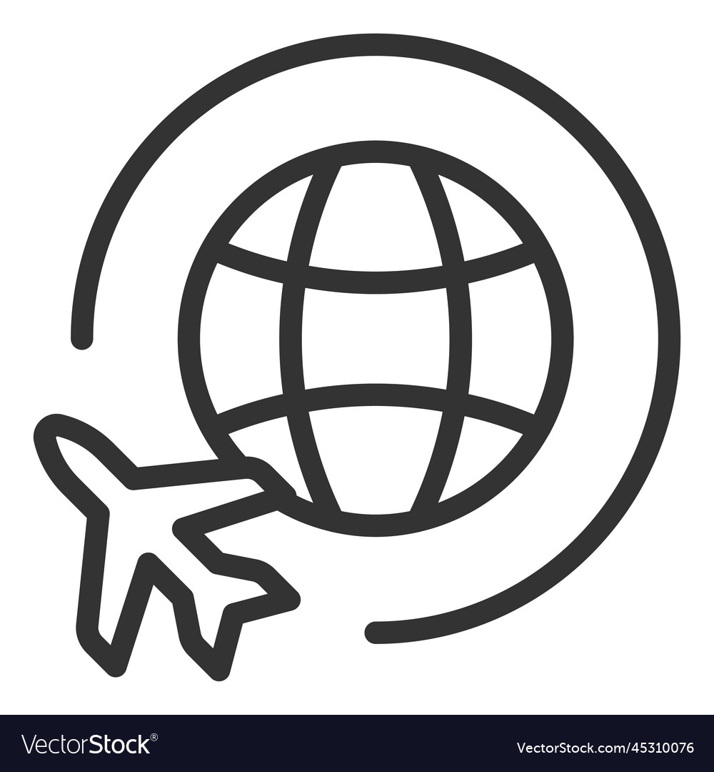 Airplane flies around the globe Royalty Free Vector Image