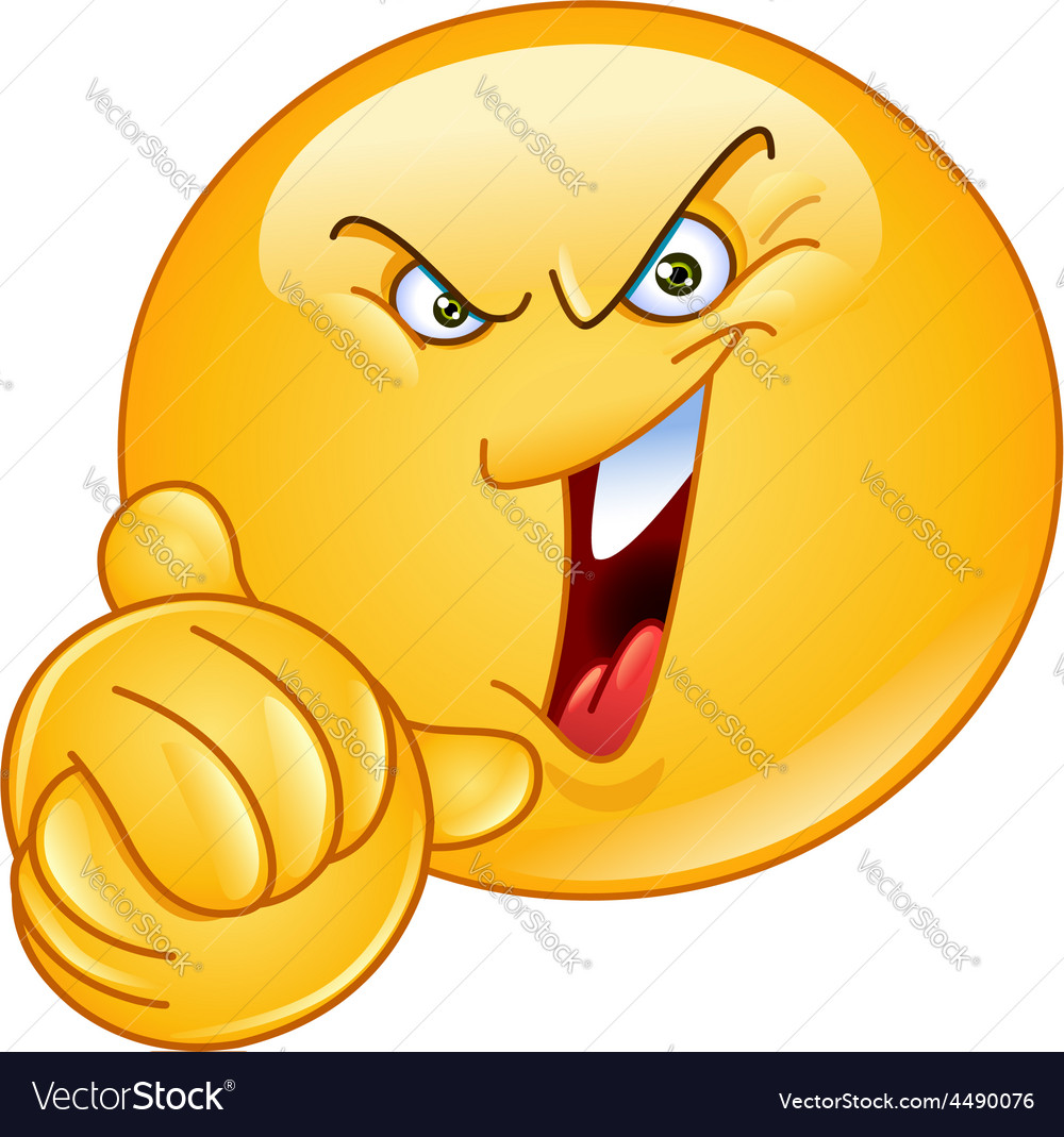 Evil emoticon with wringing hands Royalty Free Vector Image