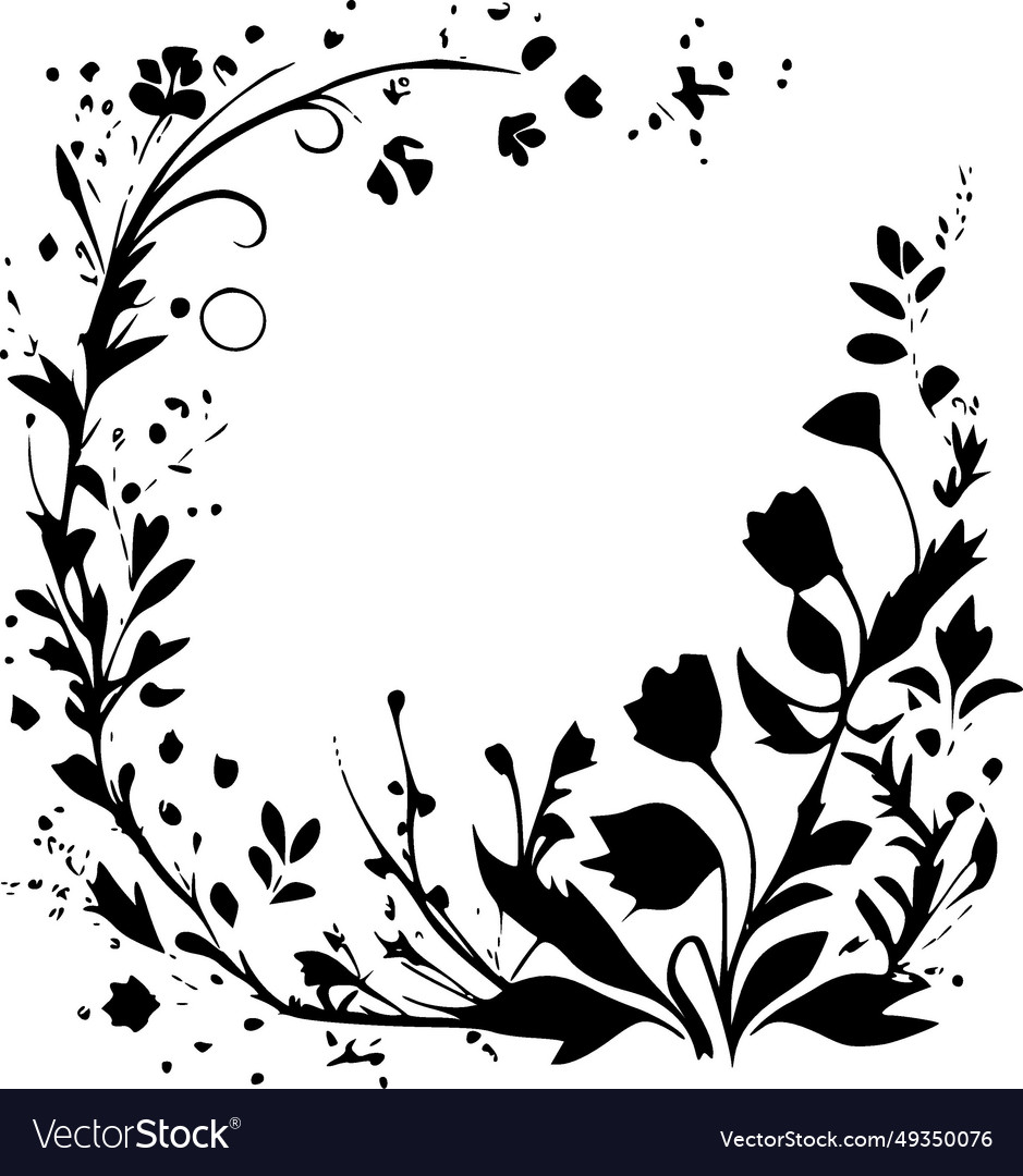 Floral border - black and white Royalty Free Vector Image