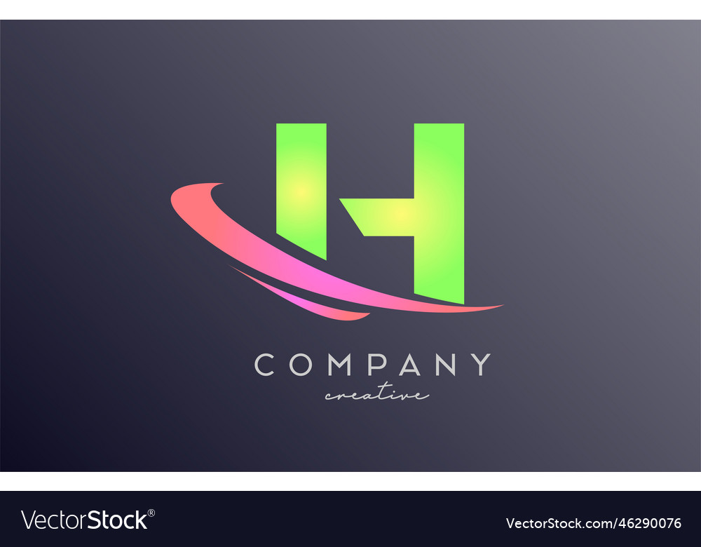 Green pink h alphabet letter logo icon Royalty Free Vector