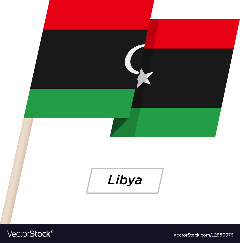 Libya ribbon waving flag isolated on white Vector Image