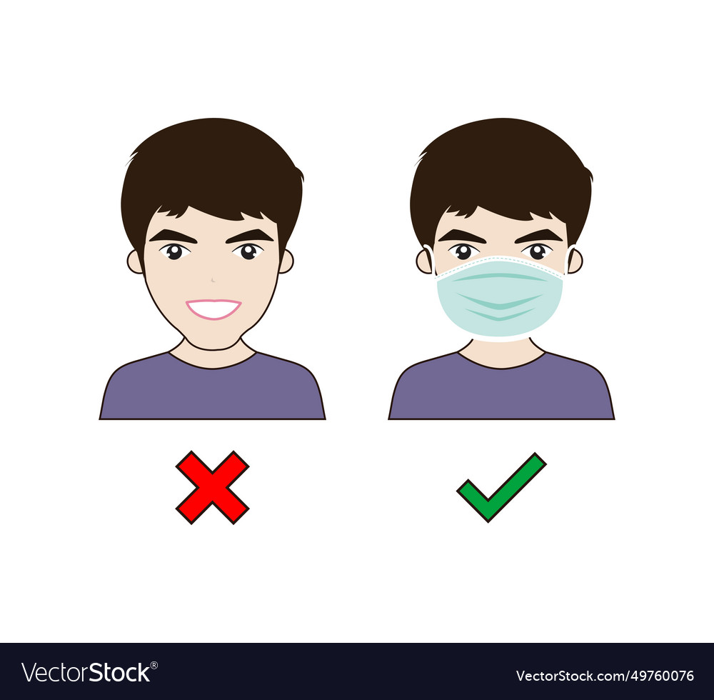 No entry without face mask wrong and right wear Vector Image