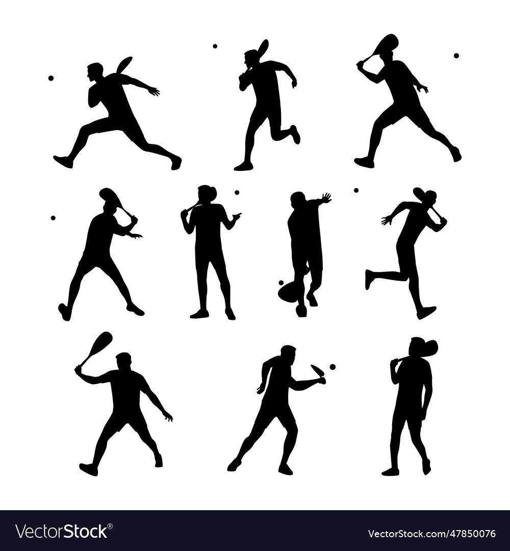 Squash players man character set Royalty Free Vector Image