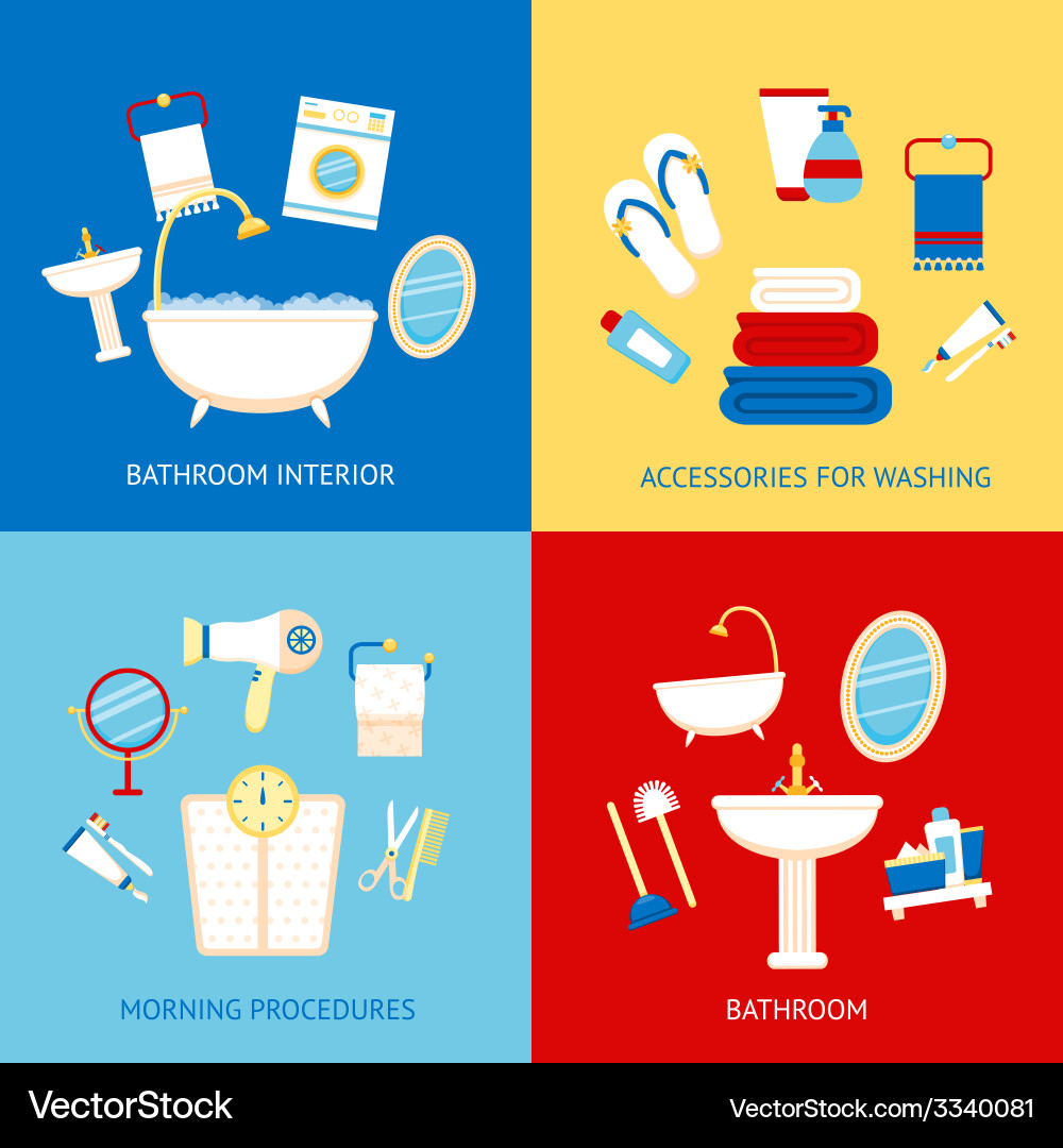 Bathroom flat set Royalty Free Vector Image - VectorStock