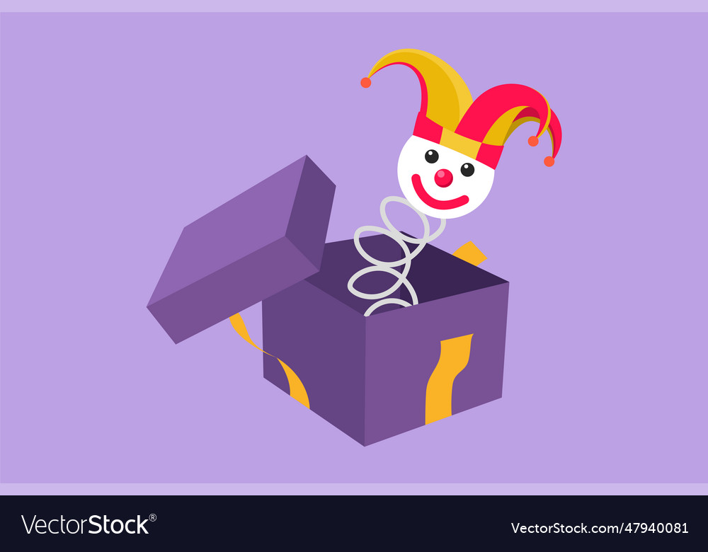 Cartoon flat style drawing jack in the box toys Vector Image