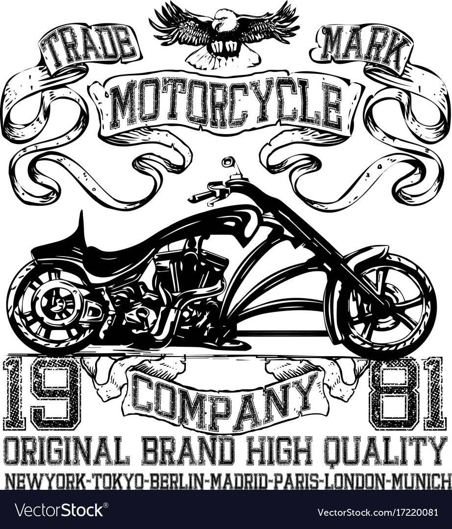 Motorcycle label t-shirt design with of custom Vector Image