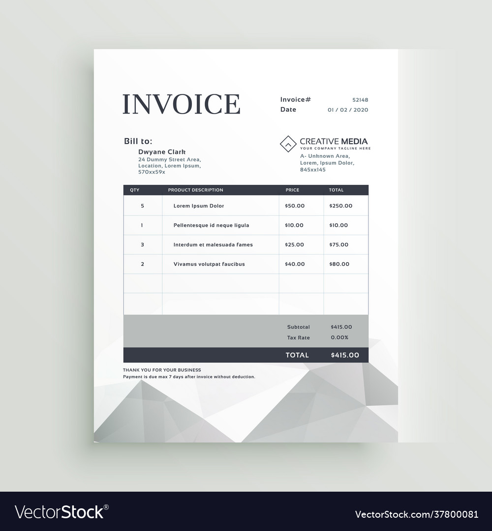 Quotation invoice template design Royalty Free Vector Image