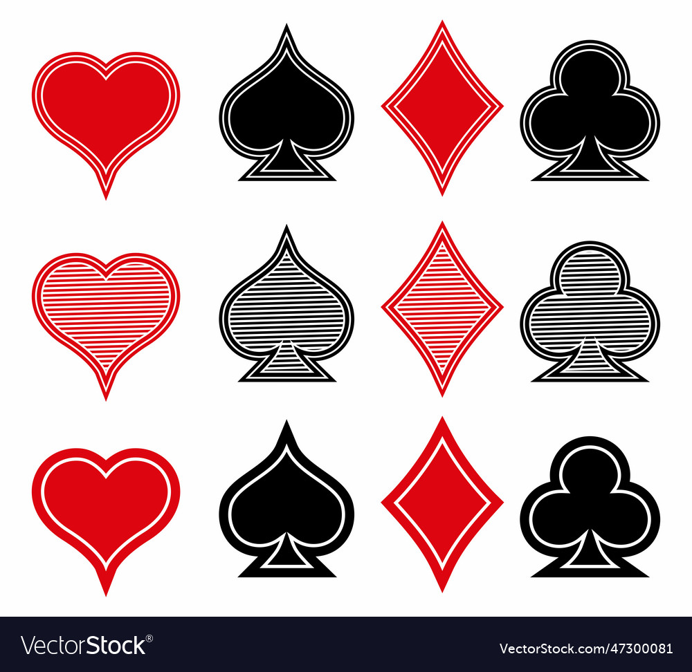 Set playing card suit icon symbol poker template Vector Image