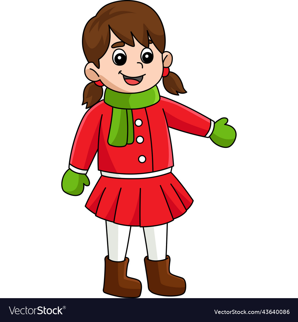 Christmas Girl Cartoon Colored Clipart Royalty Free Vector