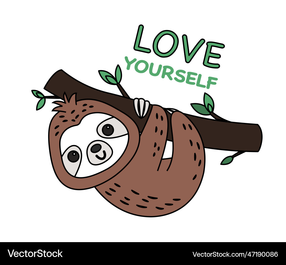 Cute brown sloth Royalty Free Vector Image - VectorStock