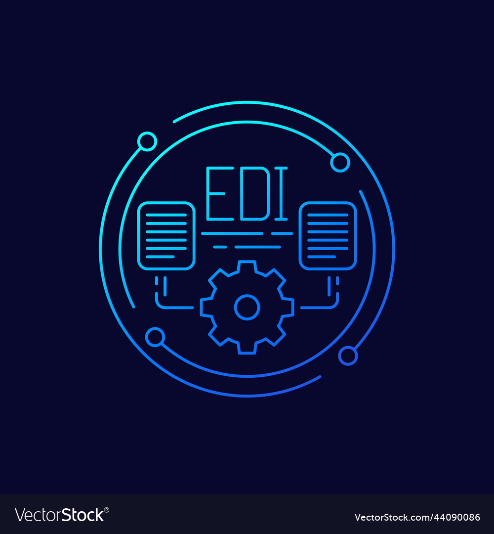 Edi Icon Electronic Data Interchange Line Design Vector Image