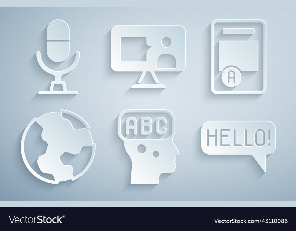 Set learning foreign languages exam sheet Vector Image
