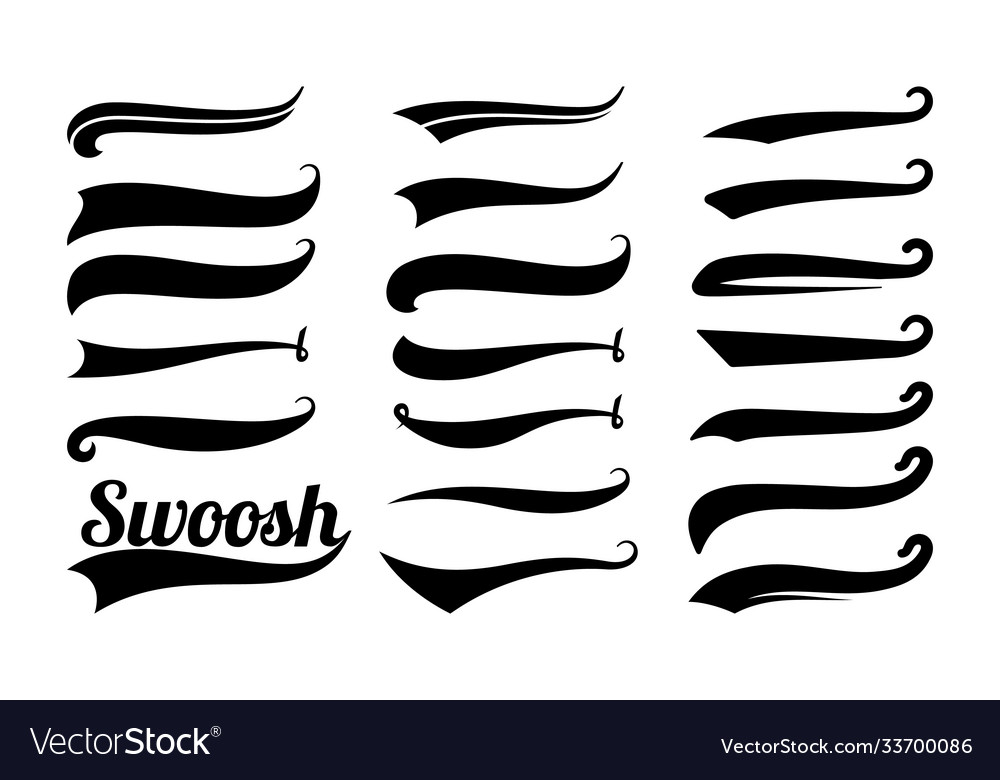 Premium Vector  Swoosh tails retro swooshes typography curly font tail  sport vintage text decoration lettering banners underline accent tidy vector  collection