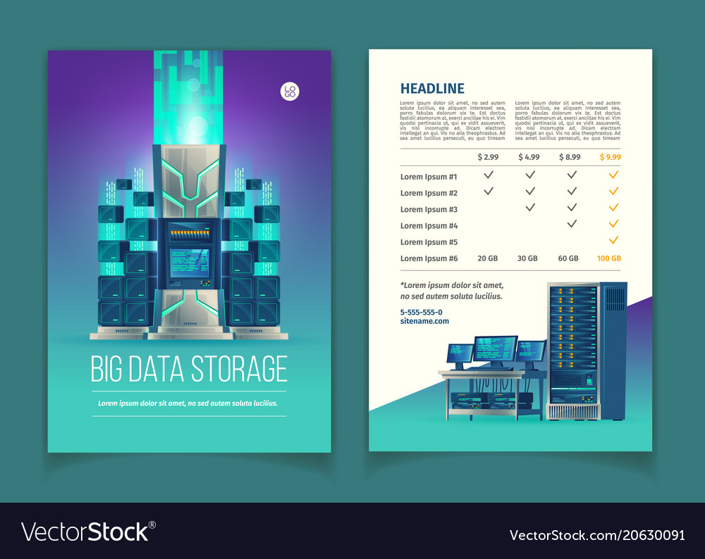 Brochure with data storage services Royalty Free Vector