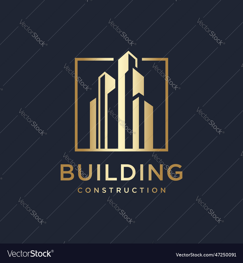 Construction logo design template with golden Vector Image