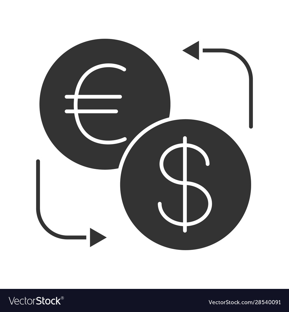 Euro and dollar currency exchange glyph icon Vector Image