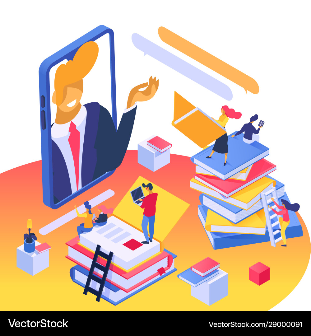 Online learning people students education concept Vector Image