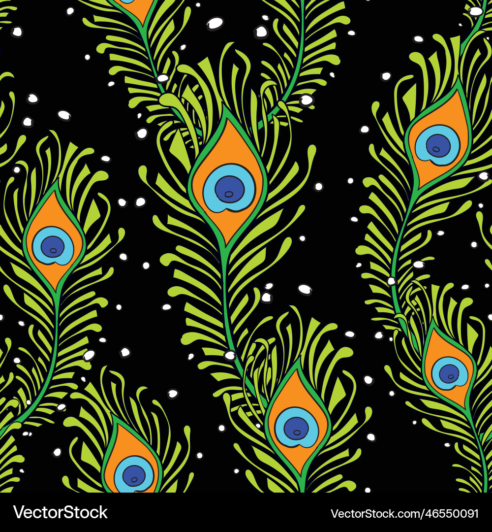 Peacock feathers seamless pattern Royalty Free Vector Image